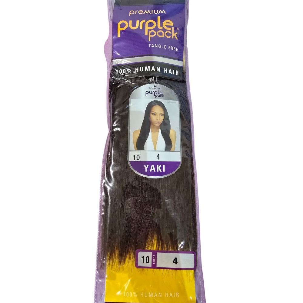 Outre Premium 100% Human Hair Weave Purple Pack Yaki 3 PACKS 10" Color #4